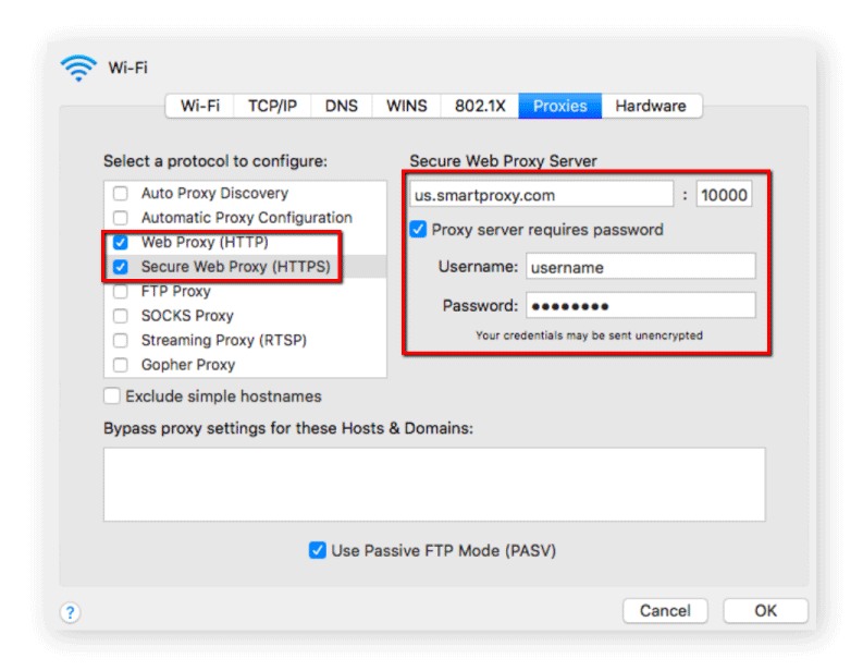 what proxy settings shouldi i use for mac for google gmail